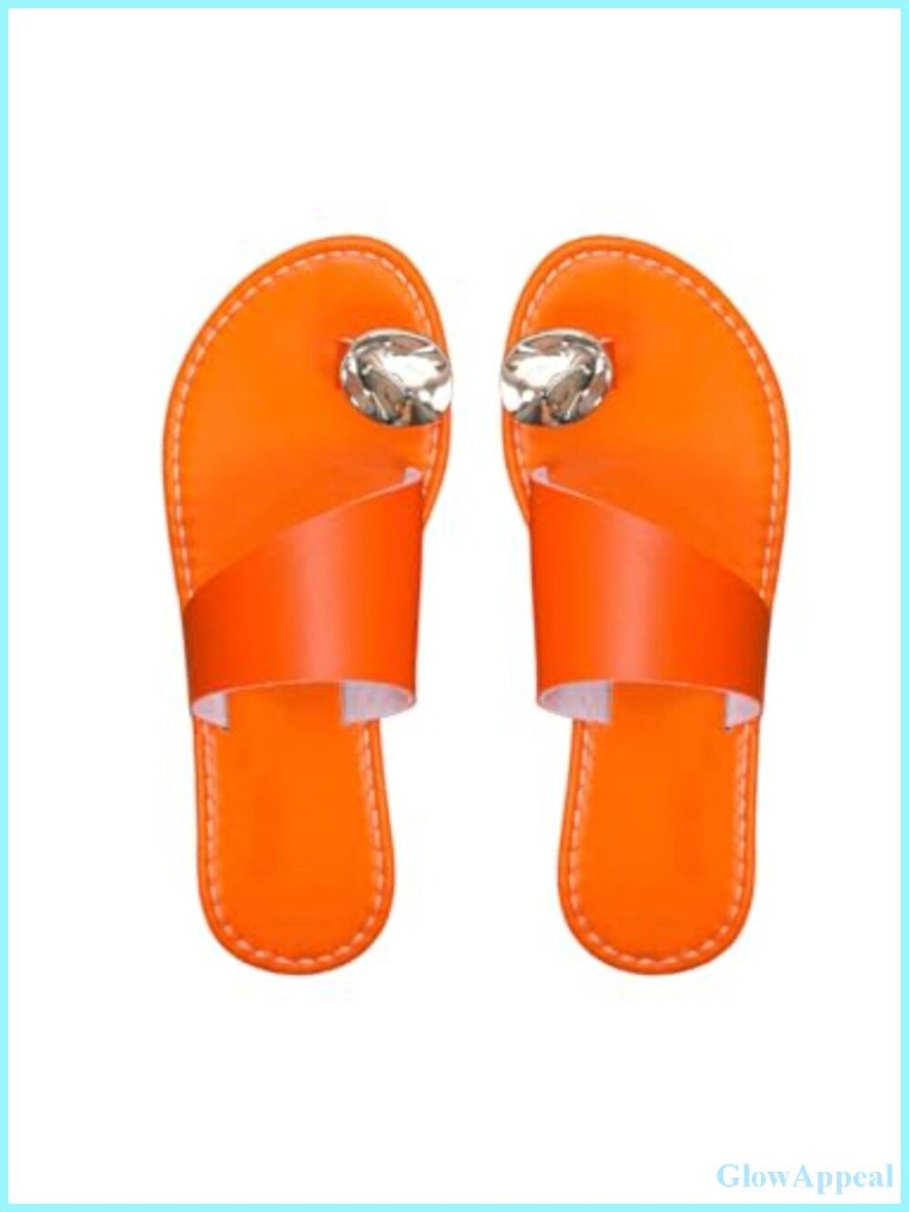 Rhinestone Toe Ring Flats Sandals Faux Leather Slip On Slide Summer Beach Dressy